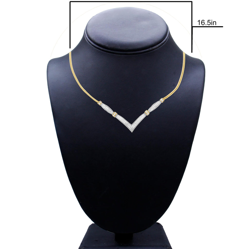 14K Yellow and White Gold 2.00 Cttw Round and Princess-Cut Diamond 'V' Shape Statement Necklace (H-I Color, SI2-I1 Clarity) - 18"-4