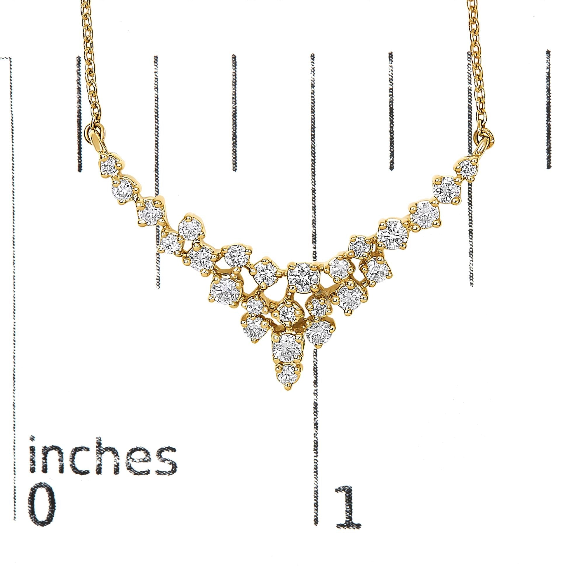 14K Yellow Gold 1/2 Cttw Diamond Scattered "V" Necklace (I-J Color, SI2-I1 Clarity) - 18" Inches-4