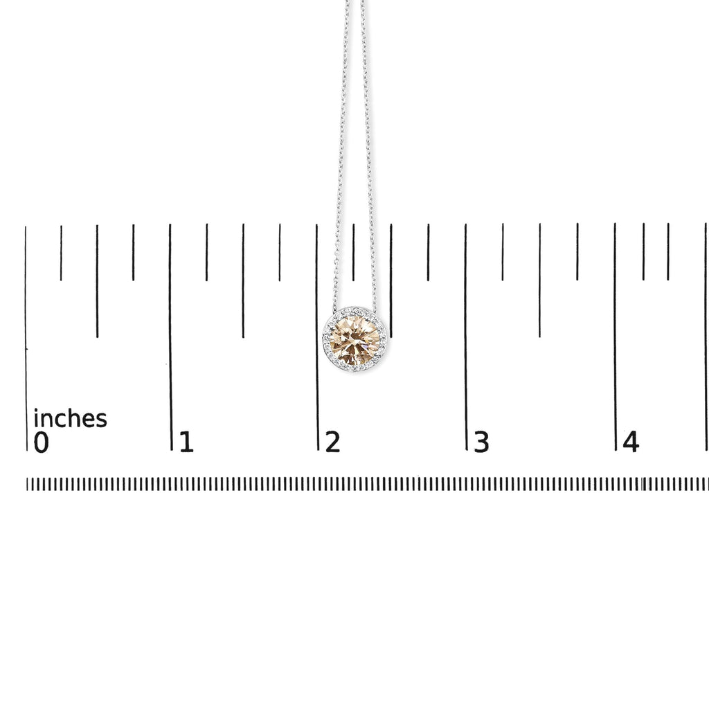 14K White Gold 2 3/8 Cttw Lab Grown Pink Diamond Solitaire with Halo Pendant Necklace - 17" Inches-4