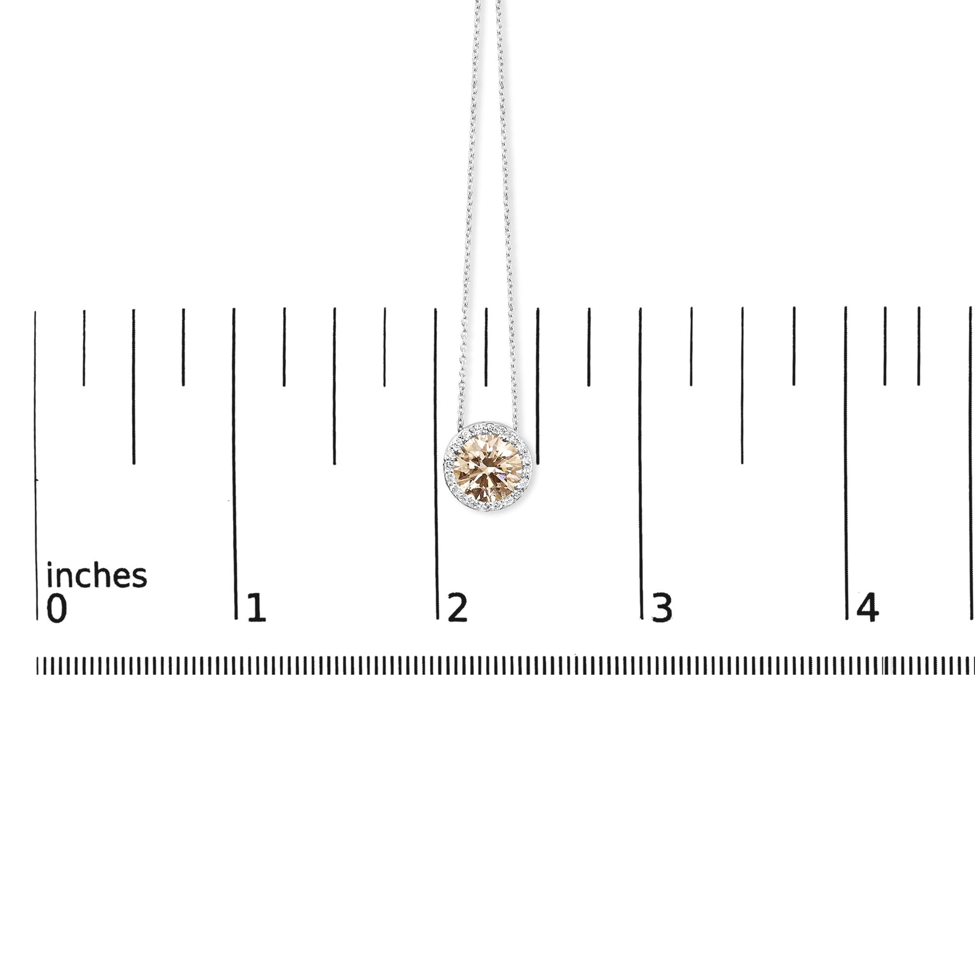 14K White Gold 2 3/8 Cttw Lab Grown Pink Diamond Solitaire with Halo Pendant Necklace - 17" Inches-4