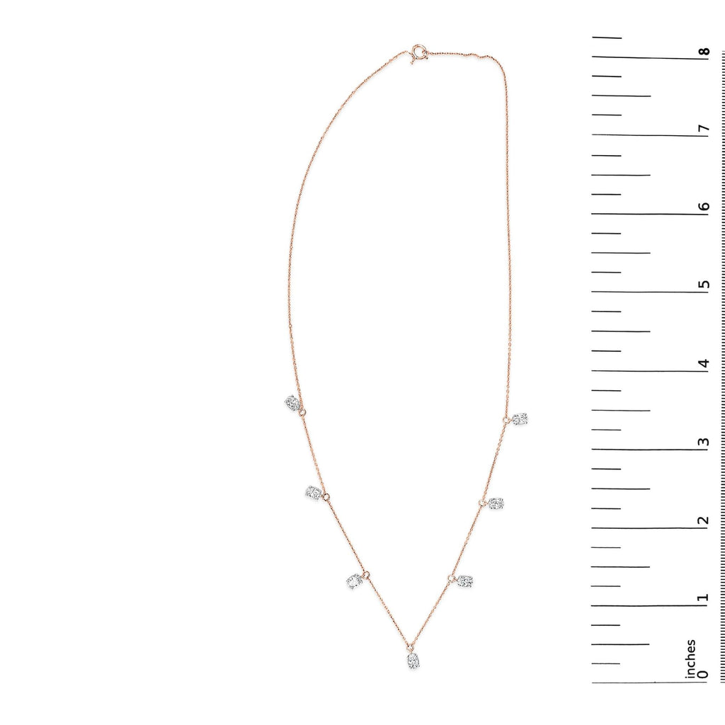 14K Rose Gold 1 3/8 Cttw Oval Lab Grown Diamond Dangle Station Necklace - 17" Inches-4