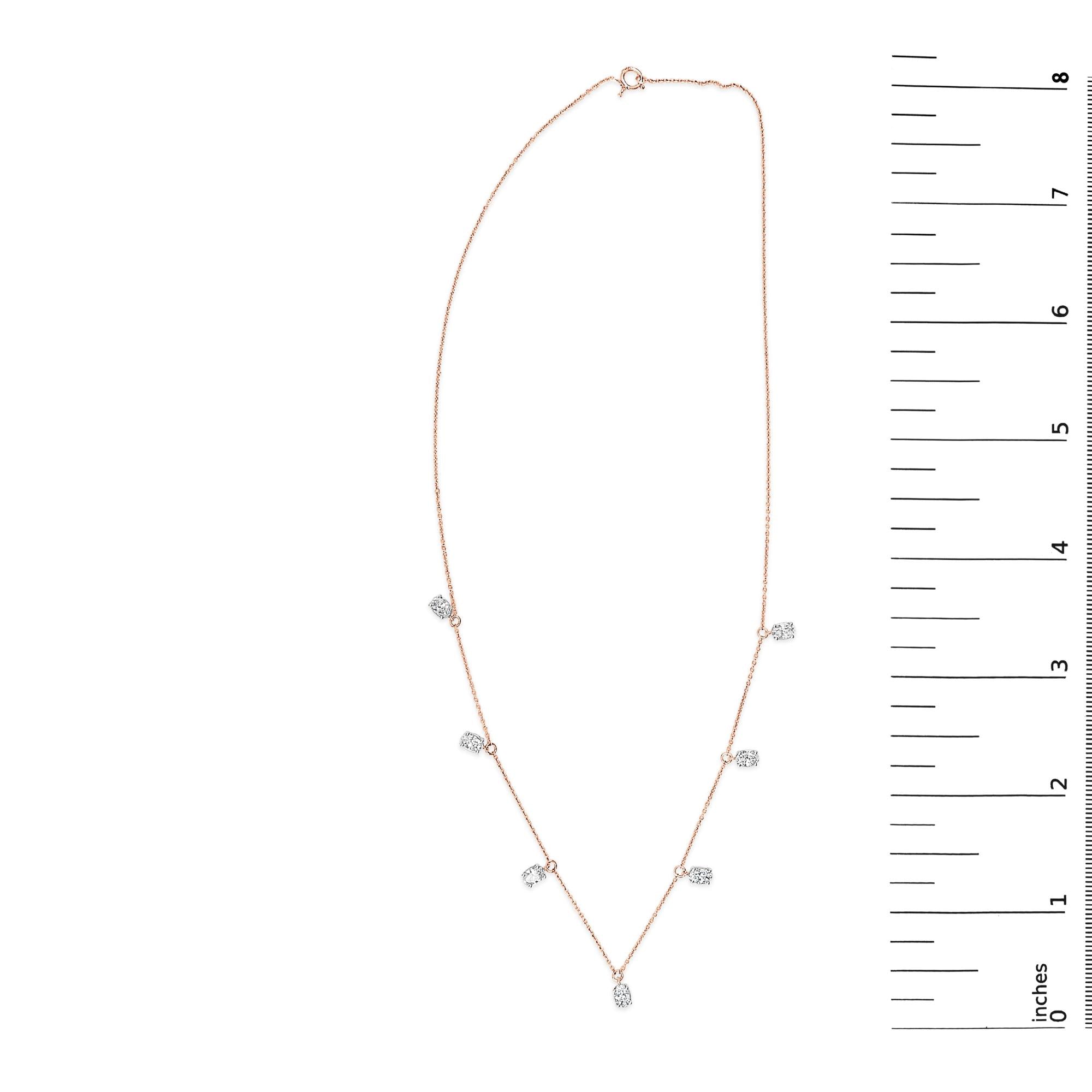 14K Rose Gold 1 3/8 Cttw Oval Lab Grown Diamond Dangle Station Necklace - 17" Inches-4