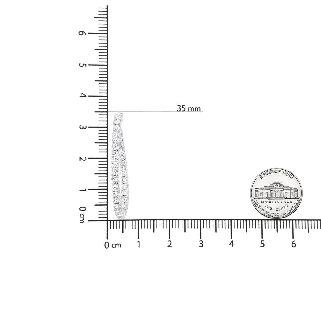 18K White Gold 3 5/8 Cttw Round Diamond Curved Inside-Outside Hoop Earrings (F-G Color, VS1-VS2 Clarity)-4