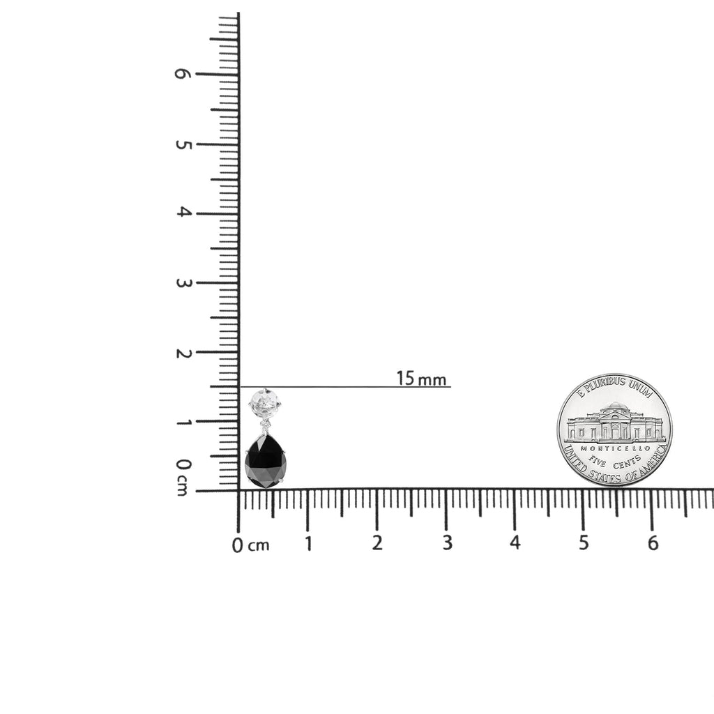 18K White Gold 1/5 Cttw Diamond with Round White Topaz and 20x15mm Pear Cut Black Onyx Gemstone Dangle Earring (G-H Color, SI1-SI2 Clarity)-4