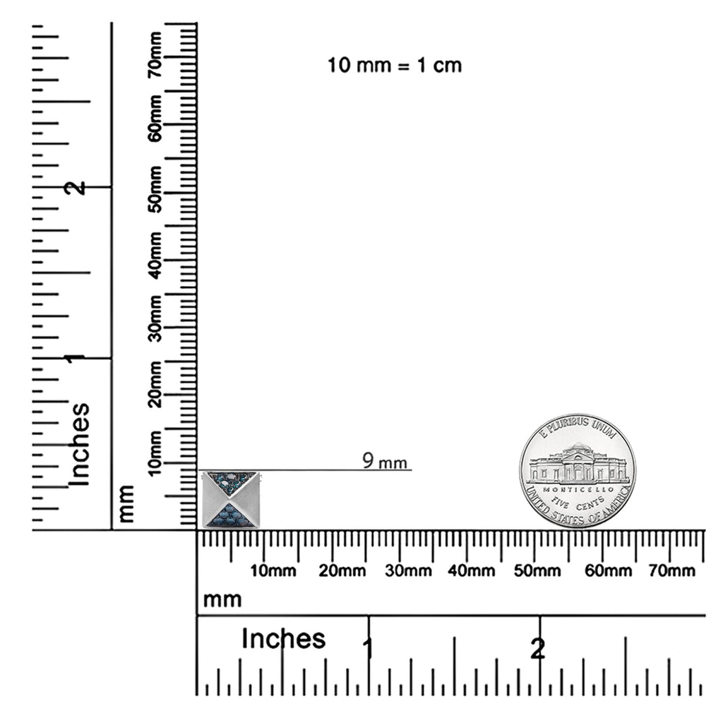 14K White Gold 1/4 Cttw Treated Blue Diamond Matte Finished Pyramid Pendant Necklace (Blue Color, SI1-SI2 Clarity) - 18" Inches-4