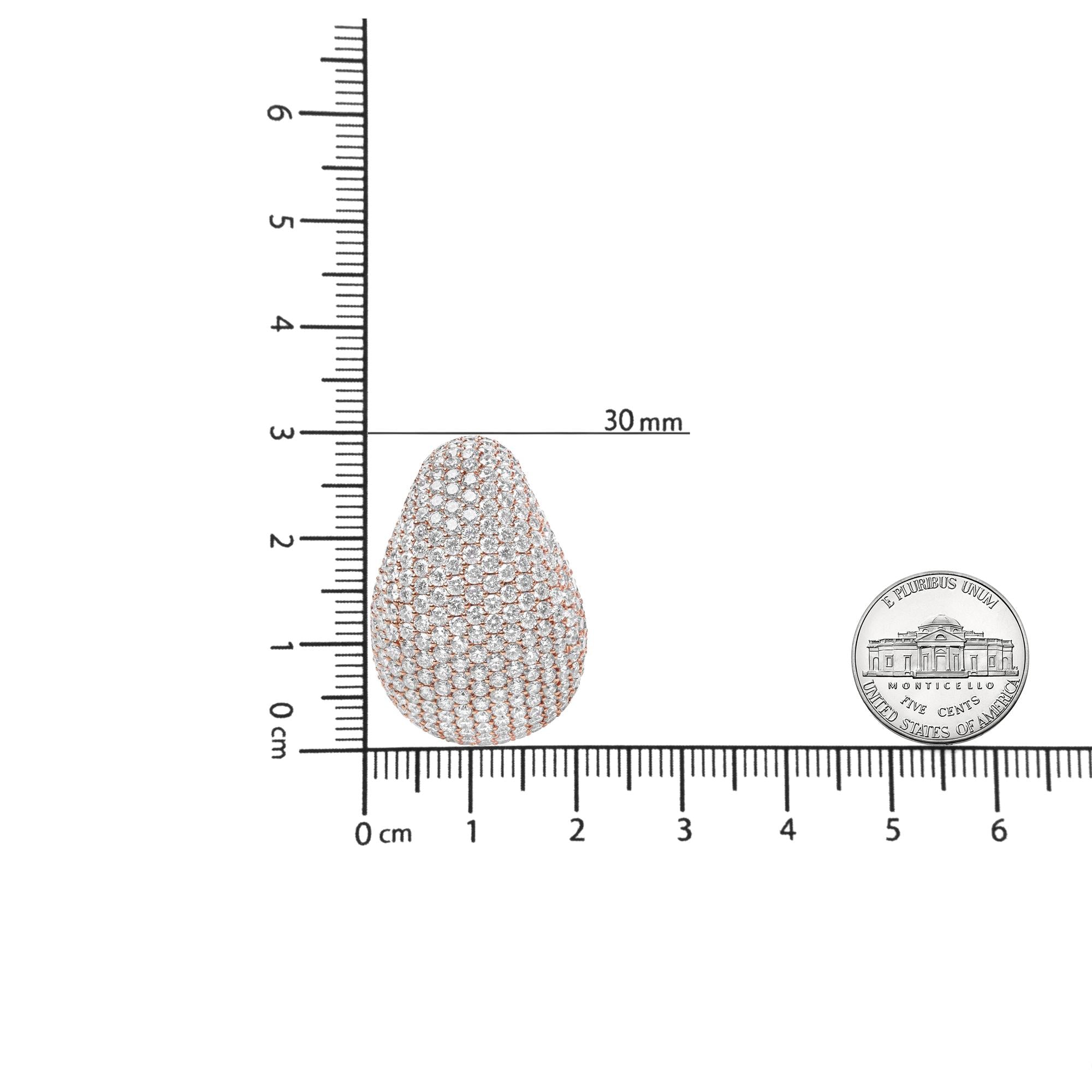 18K Rose Gold 13 1/5 Cttw Micro-Pave Diamond Sculptural Design Statement Omega Back Earrings (G-H Color, SI1-SI2 Clarity)-4