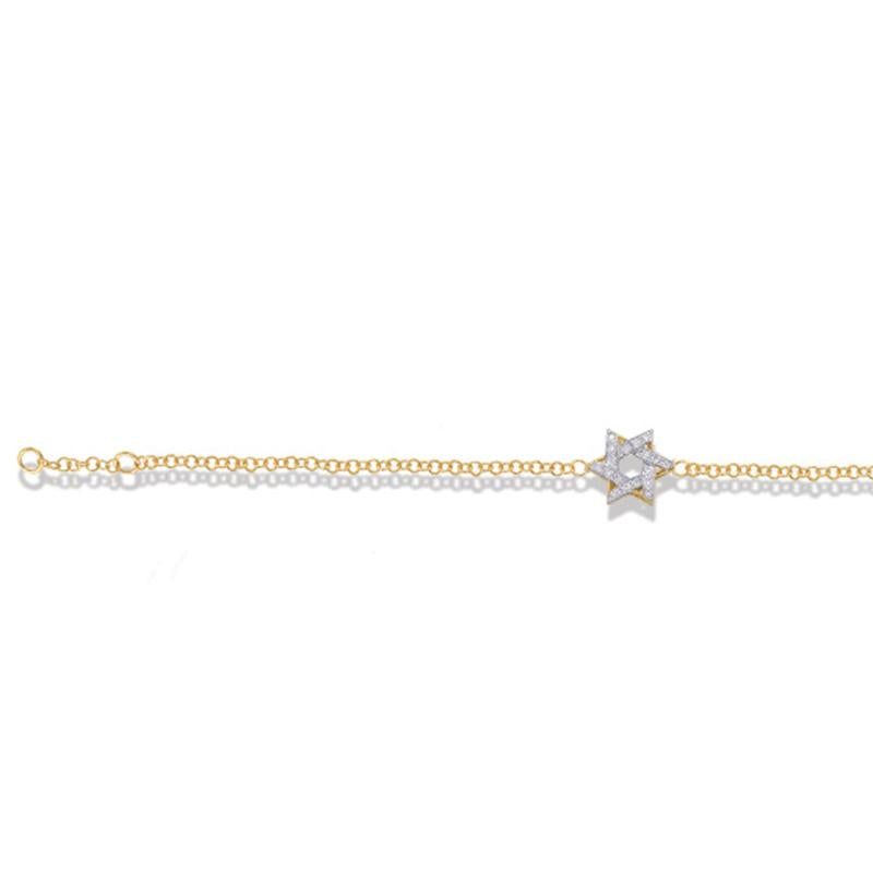 STAR OF DAVID BR., 14K-Y with 0.20CT DIAMONDS