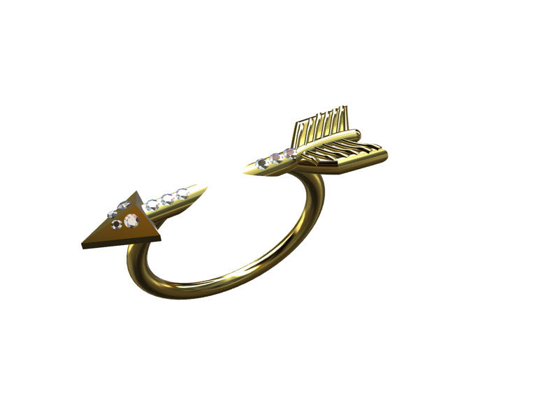 Custom Design: Illusion Piercing Arrow Ring-14K gold & diamonds