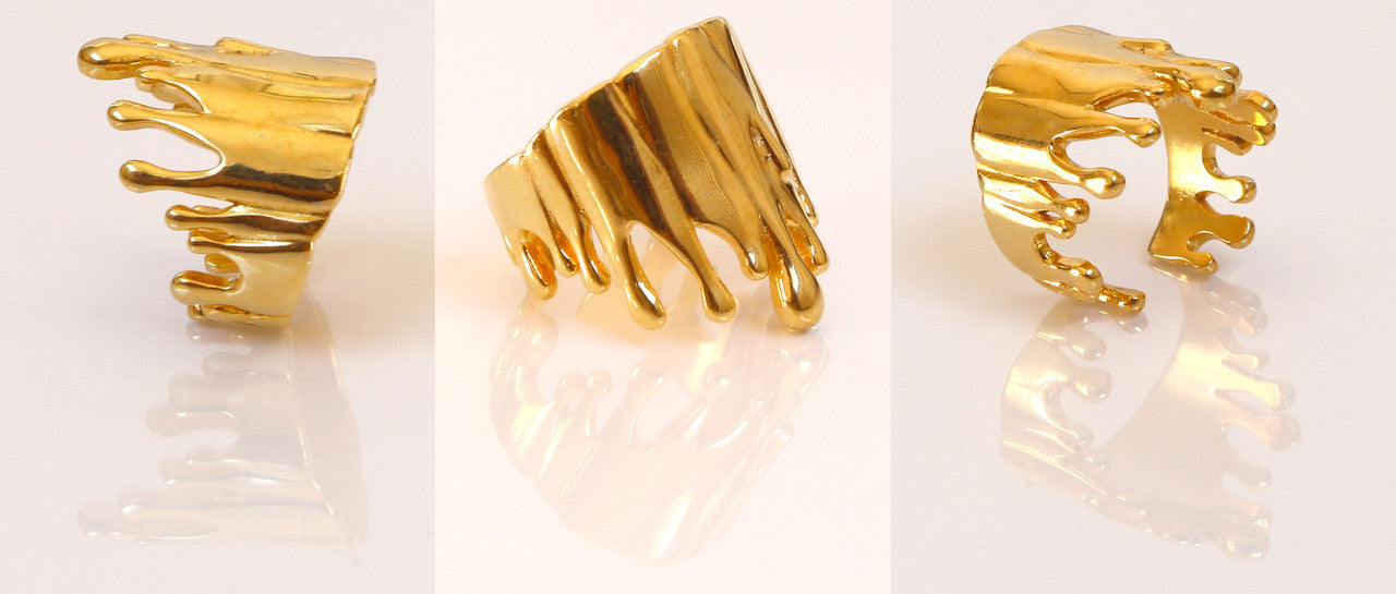 Antonio Wehrli Gravity Paint Drip Ring: Art into Jewelry-18K Gold