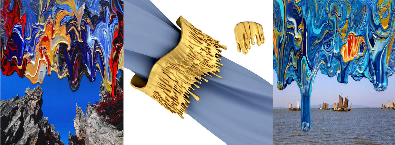 Antonio Wehrli Gravity Paint Drip Ring: Art into Jewelry-18K Gold