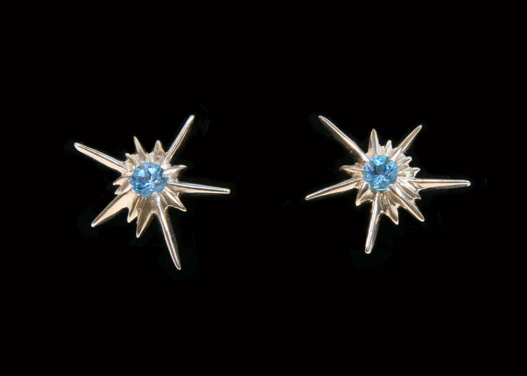Star Earrings-Solid Stars-18K with diamonds