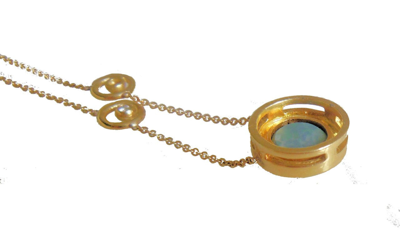 Australian Opal on Karma Chain, 18K Gold & Diamonds: Wear a Rainbow