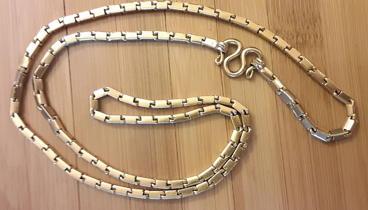 Stunning Baht Chain Necklace from Thailand- 24K Gold, 27" long- Unisex
