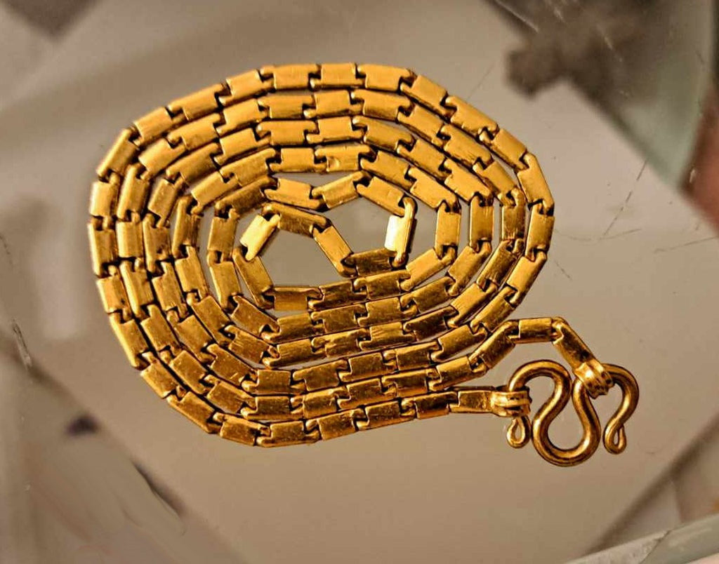 Stunning Baht Chain Necklace from Thailand- 24K Gold, 27" long- Unisex