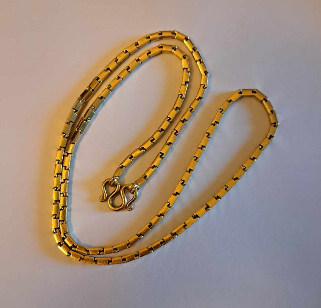 Stunning Baht Chain Necklace from Thailand- 24K Gold, 27" long- Unisex