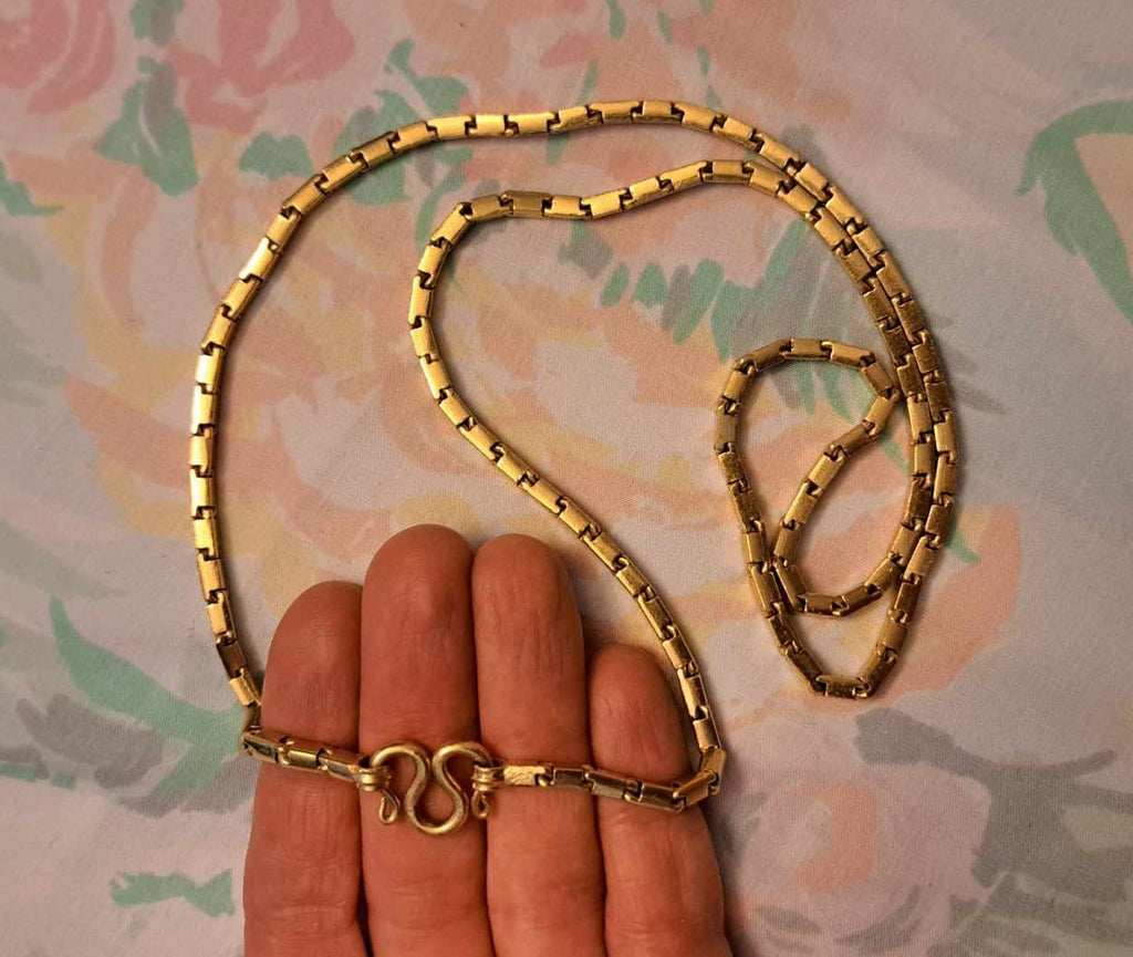 Stunning Baht Chain Necklace from Thailand- 24K Gold, 27" long- Unisex