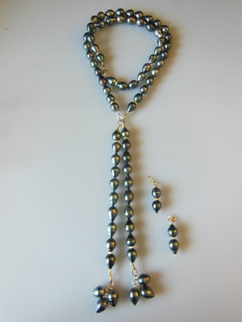 Tahitian Baroque Pearl Mega Set: Interchangeable Necklace/Bracelet, Earrings/Pendant