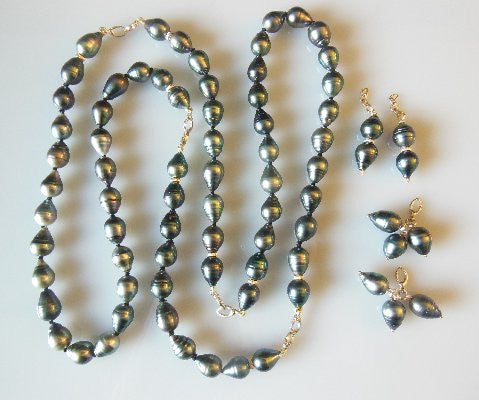 Tahitian Baroque Pearl Mega Set: Interchangeable Necklace/Bracelet, Earrings/Pendant