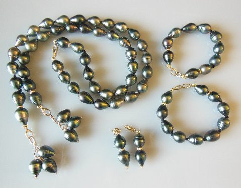 Tahitian Baroque Pearl Mega Set: Interchangeable Necklace/Bracelet, Earrings/Pendant