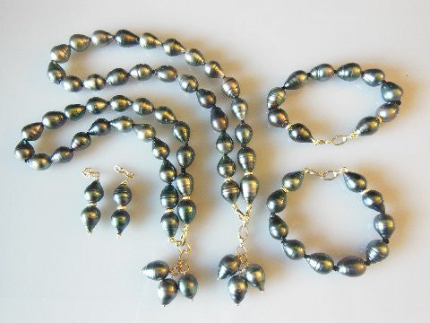 Tahitian Baroque Pearl Mega Set: Interchangeable Necklace/Bracelet, Earrings/Pendant