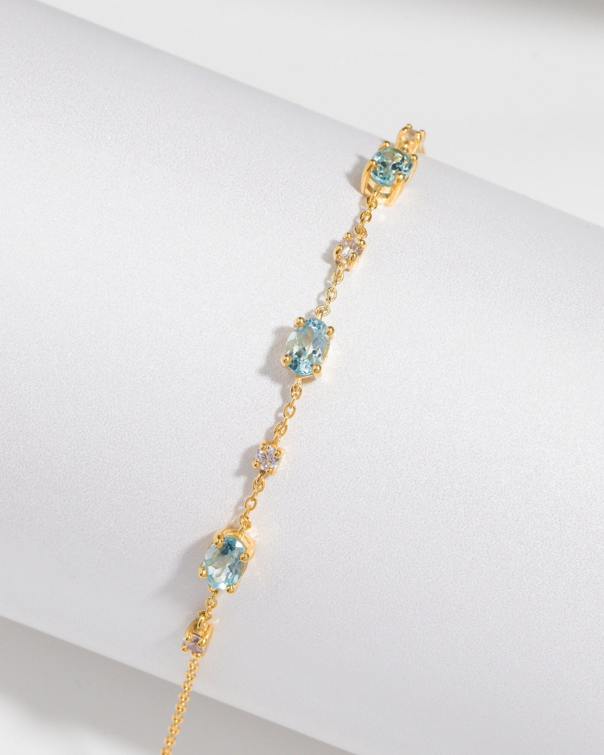 Complete Set - Blue Topaz Jewellery Set in 18k Gold Vermeil