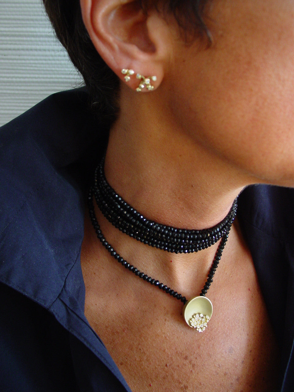 Bowl of Diamonds Necklace or pearl enhancer-large-14K gold