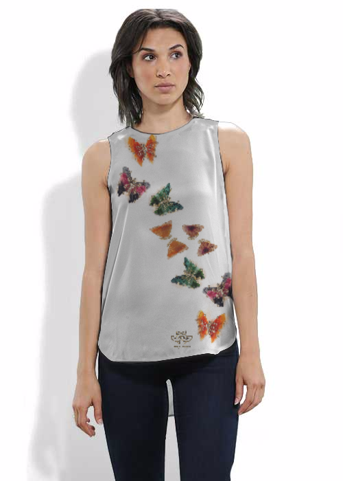 Handmade Butterfly Pin: Watermelon Tourmaline, Diamonds, 18K Gold