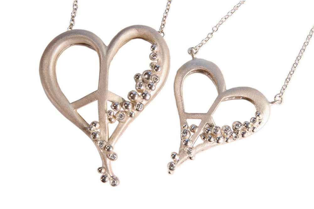 Peace of Heart Necklace- Large-18K Gold with Abundance Overflowing Diamonds
