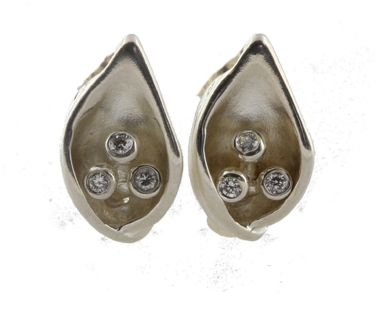 Calla Lily Earrings- 14K Gold with Diamond Centers