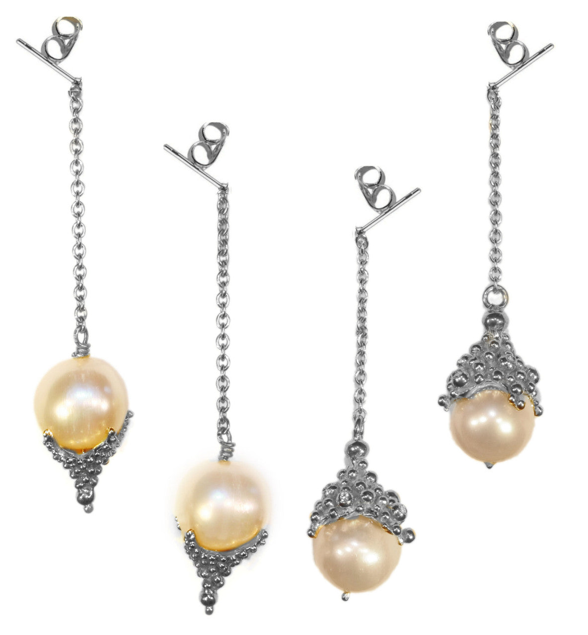 Dot Cap Pearl Drop Earrings- 18K Gold
