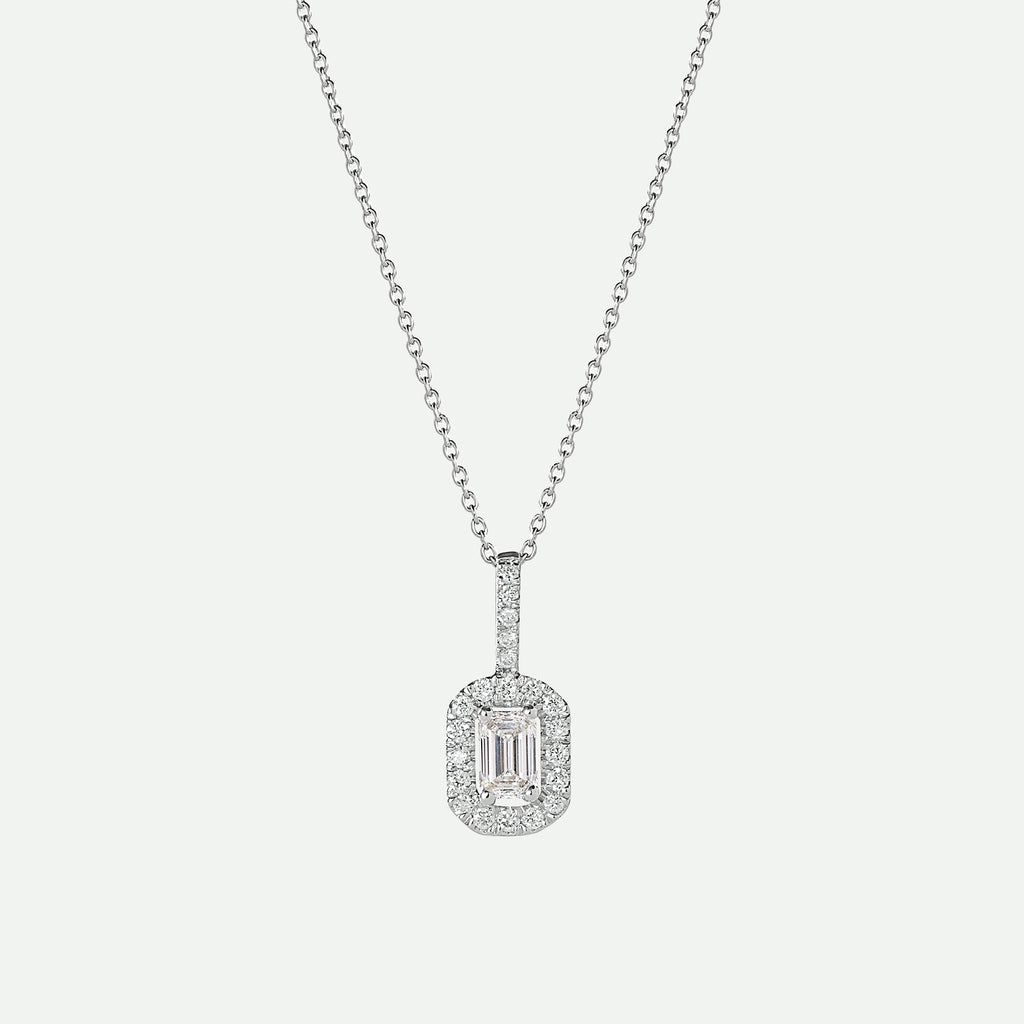 Cielo | 9ct White Gold 0.50ct tw Lab Grown Diamond Halo Necklace 18 Inches