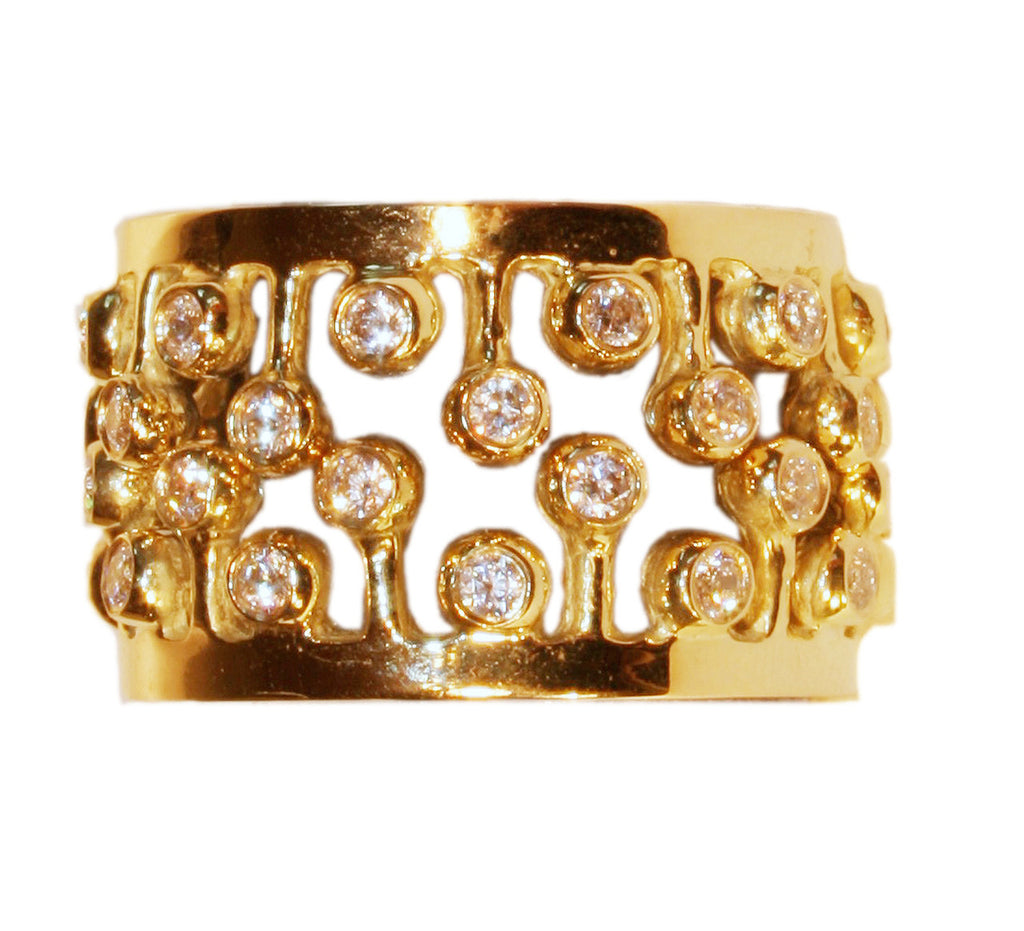 Crown Ring: Fullest Diamond Double Stack Set of Two: 18K Gold