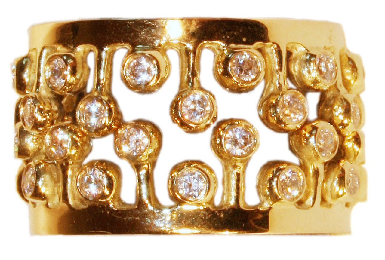 Crown Ring: Fullest Diamond Double Stack Set of Two: 14K Gold