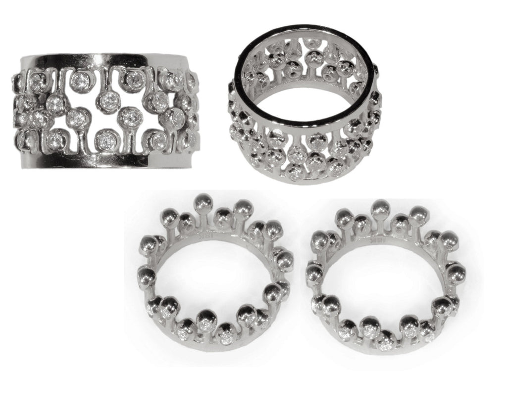 Crown Ring: Fullest Diamond Double Stack Set of Two: 18K Gold