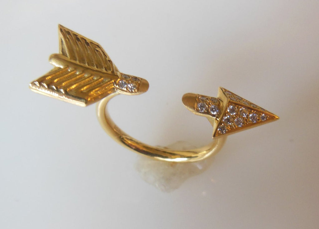 Custom Design: Illusion Piercing Arrow Ring-14K gold & diamonds