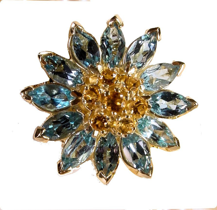 Colorful Daisy Ring-18K Gold with Semi-Precious Gemstones (Precious Gems Also Available)