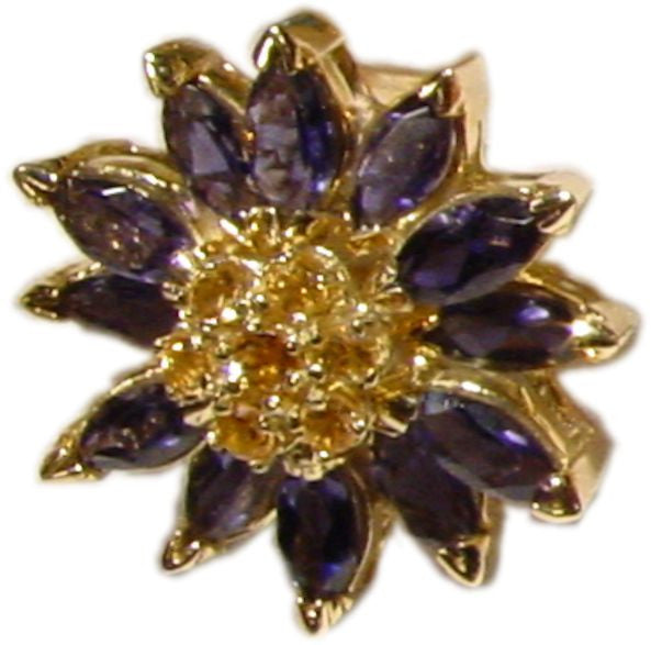 Colorful Daisy Ring-18K Gold with Semi-Precious Gemstones (Precious Gems Also Available)