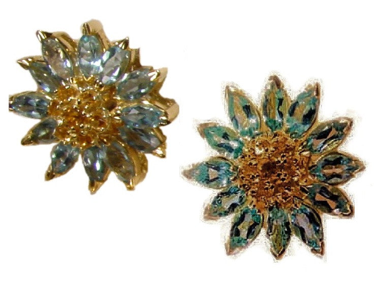 Gemstone Daisy earrings, Inter-changeable Stone Centers, 18K Gold & Semi-precious. Any gem available.