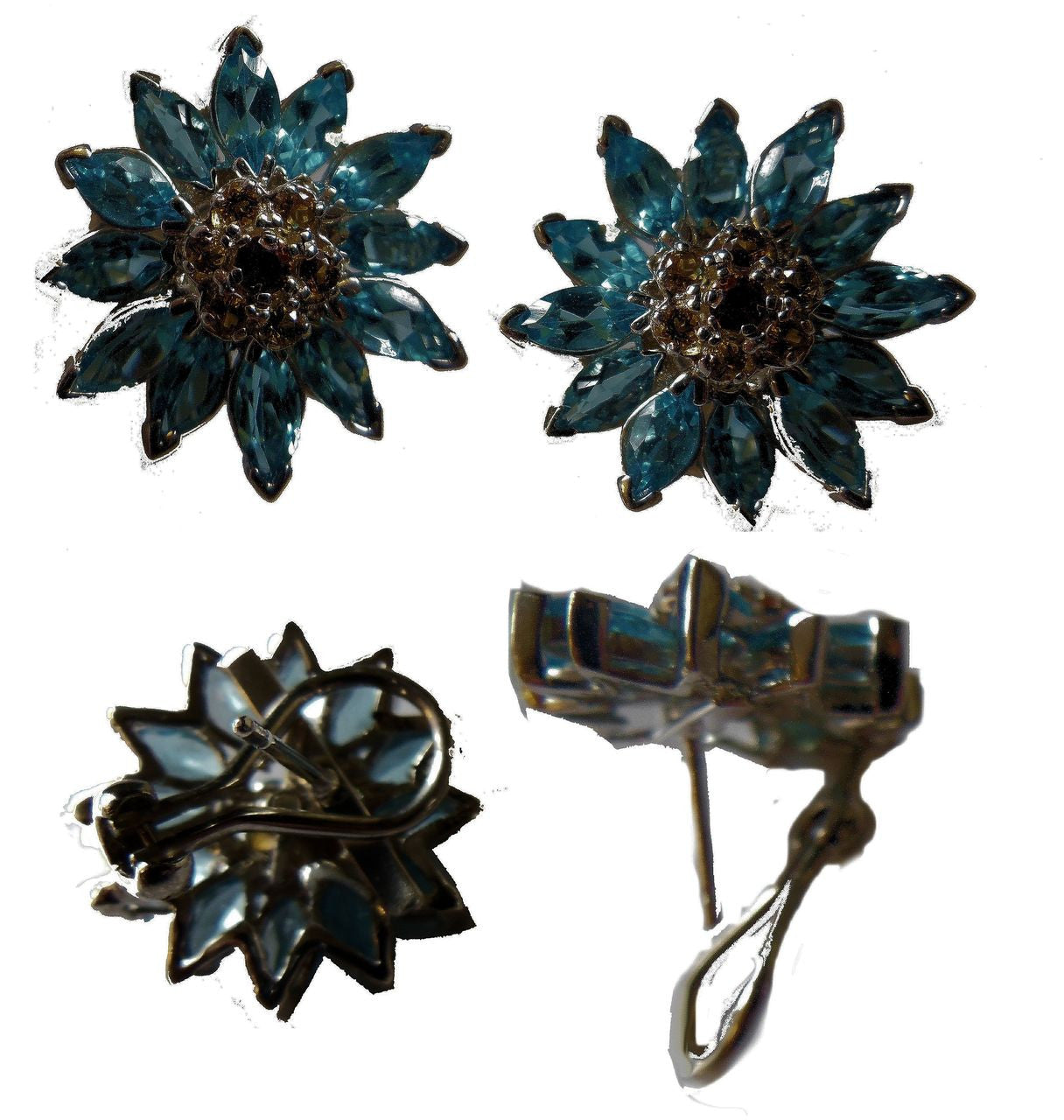 Gemstone Daisy earrings, Inter-changeable Stone Centers, 18K Gold & Semi-precious. Any gem available.