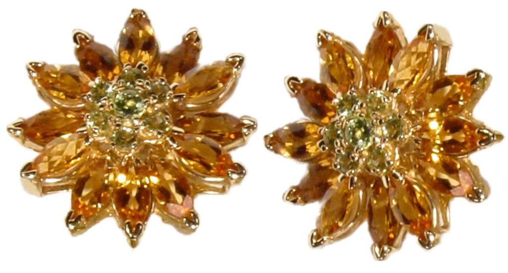 Gemstone Daisy earrings, Inter-changeable Stone Centers, 18K Gold & Semi-precious. Any gem available.
