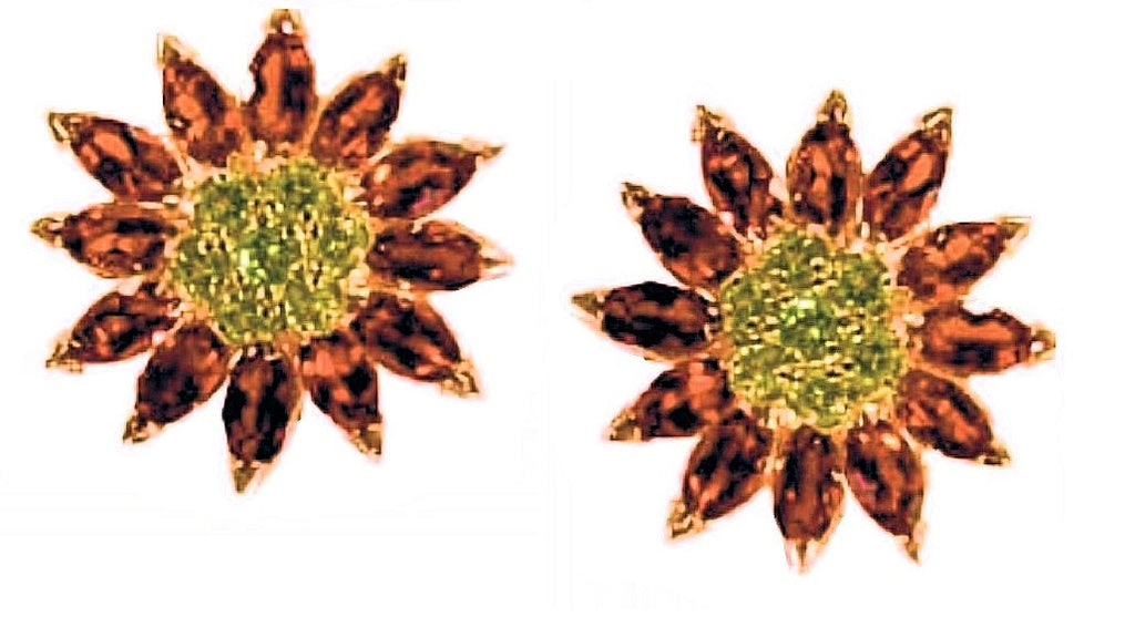 Gemstone Daisy earrings, Inter-changeable Stone Centers, 18K Gold & Semi-precious. Any gem available.