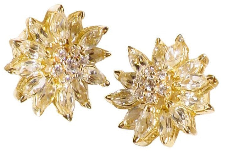 Sapphire Daisy Earrings: Pink, Yellow, Orange or White Sapphires in 18K Gold. Blue Sapphires Priced Separately.