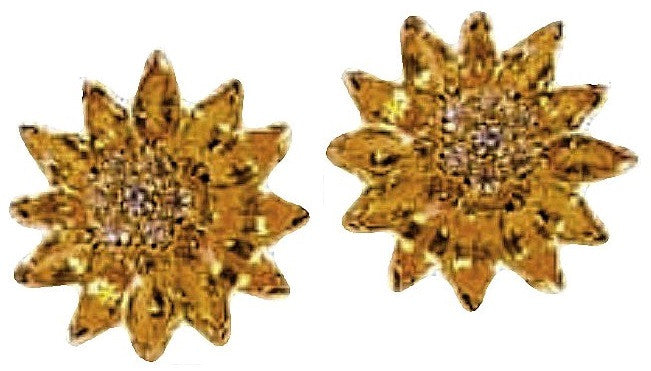 Sapphire Daisy Earrings: Pink, Yellow, Orange or White Sapphires in 18K Gold. Blue Sapphires Priced Separately.