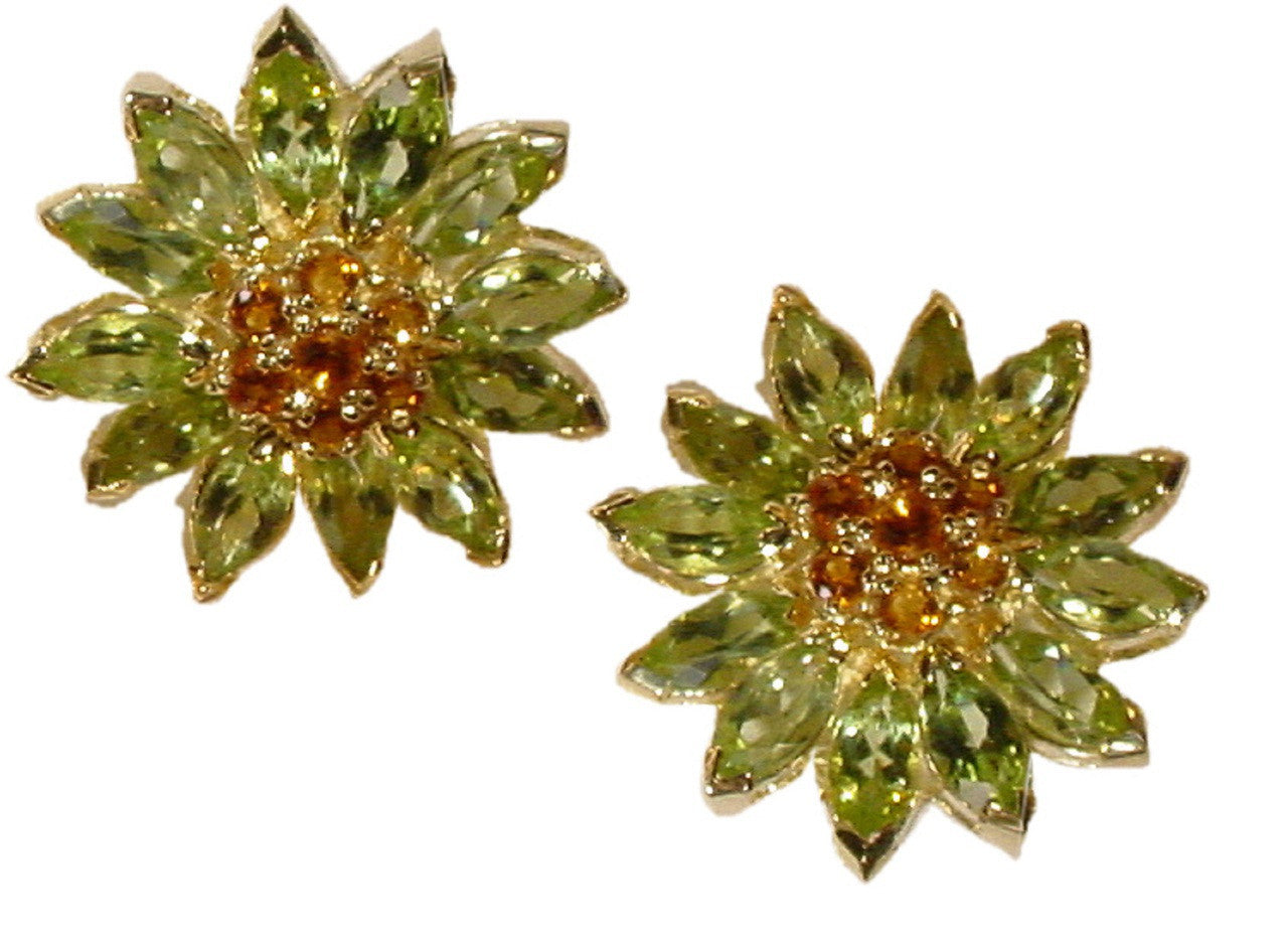 Gemstone Daisy earrings, Inter-changeable Stone Centers, 18K Gold & Semi-precious. Any gem available.