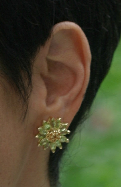 Gemstone Daisy earrings, Inter-changeable Stone Centers, 18K Gold & Semi-precious. Any gem available.
