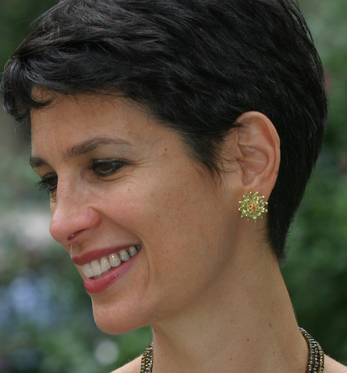 Gemstone Daisy earrings, Inter-changeable Stone Centers, 18K Gold & Semi-precious. Any gem available.