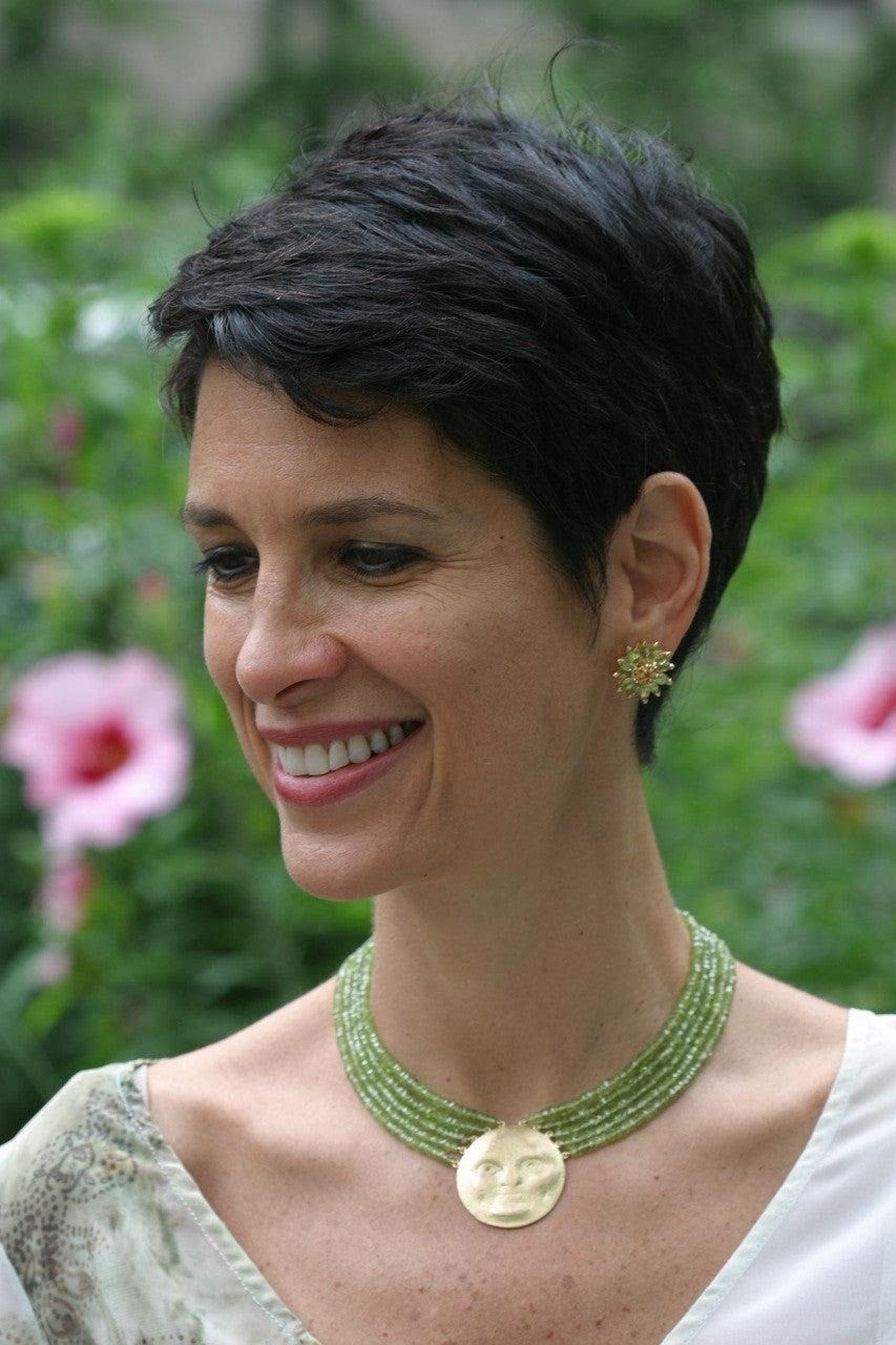 Sapphire Daisy Earrings: Pink, Yellow, Orange or White Sapphires in 18K Gold. Blue Sapphires Priced Separately.