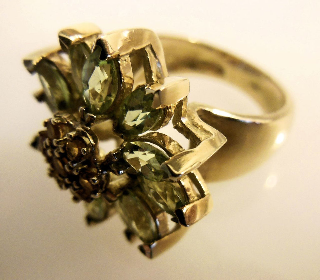 Colorful Daisy Ring-18K Gold with Semi-Precious Gemstones (Precious Gems Also Available)