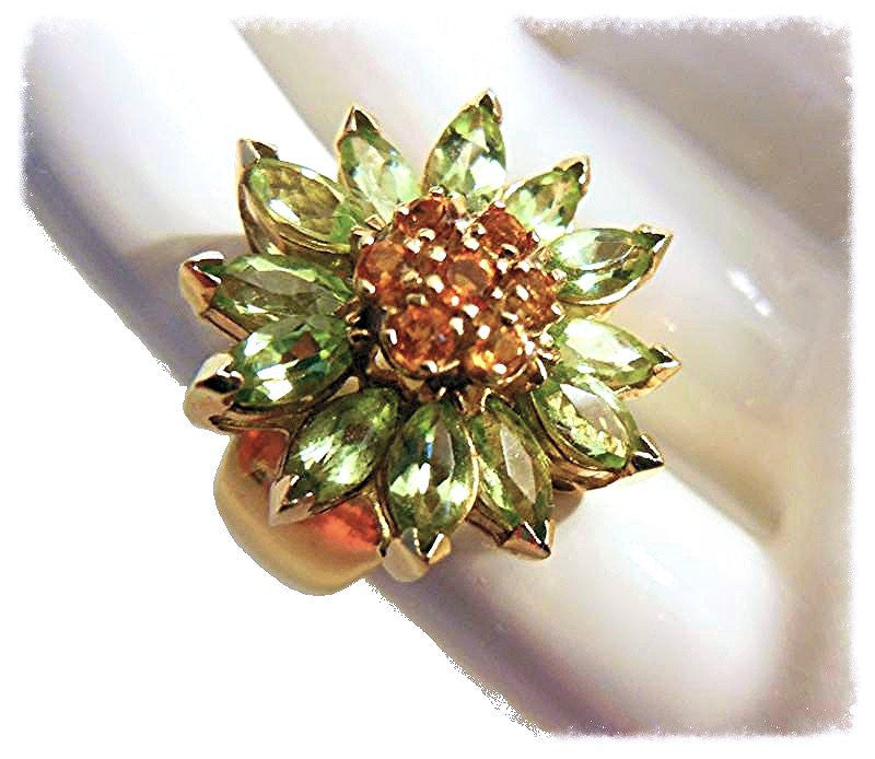 Colorful Daisy Ring-18K Gold with Semi-Precious Gemstones (Precious Gems Also Available)