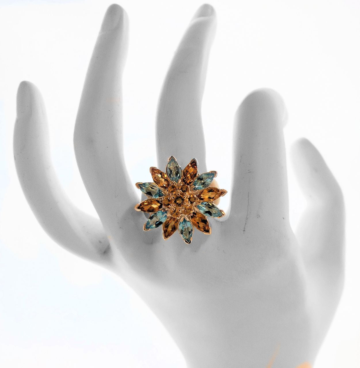 Colorful Daisy Ring-18K Gold with Semi-Precious Gemstones (Precious Gems Also Available)